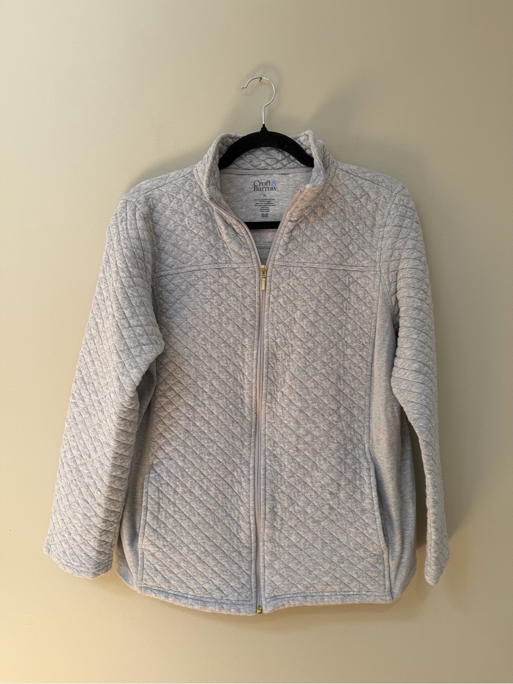 Croft & Barrow Gray Quilted Zip Up Jacket
